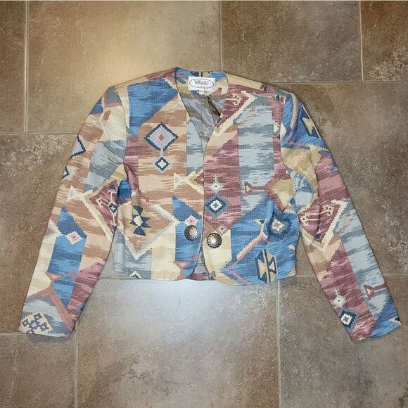 Vintage Wraps Collection abstract Southwestern Lined Blazer  - Picture 8 of 15